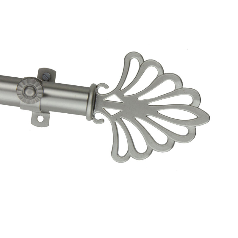 Adjustable 28" to 48" 0.81" Bay Window Single Curtain Rod, Satin Nickel, 18" - 28" (each side)