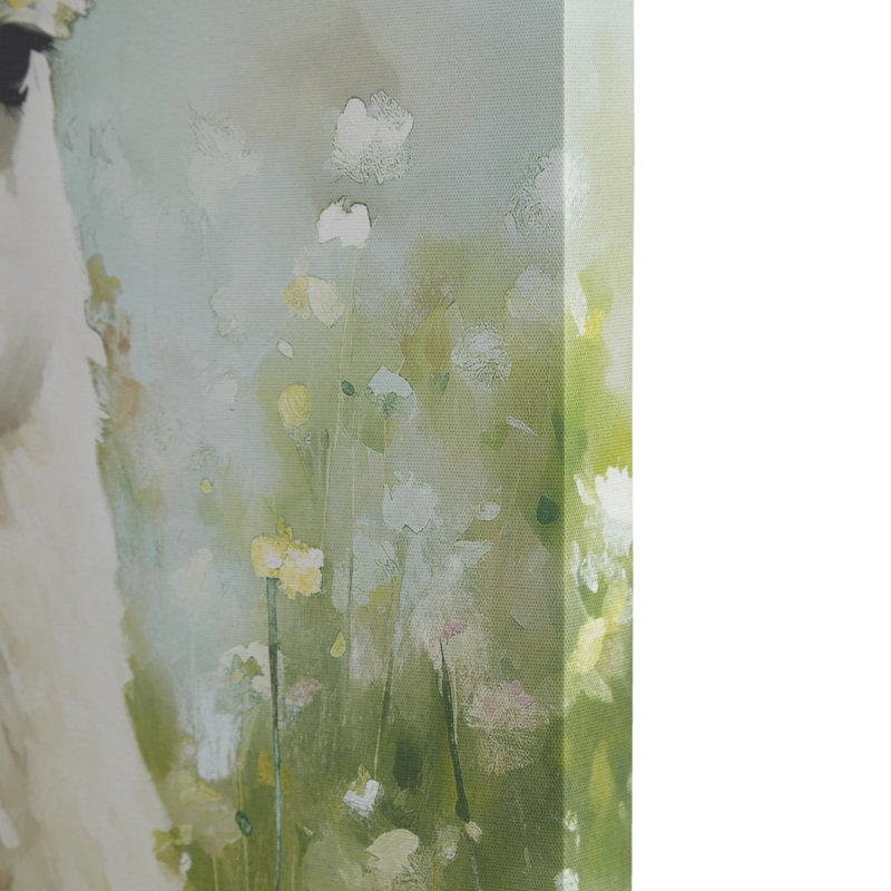 Sunshine Llama in Flower Fields Canvas Wall Art