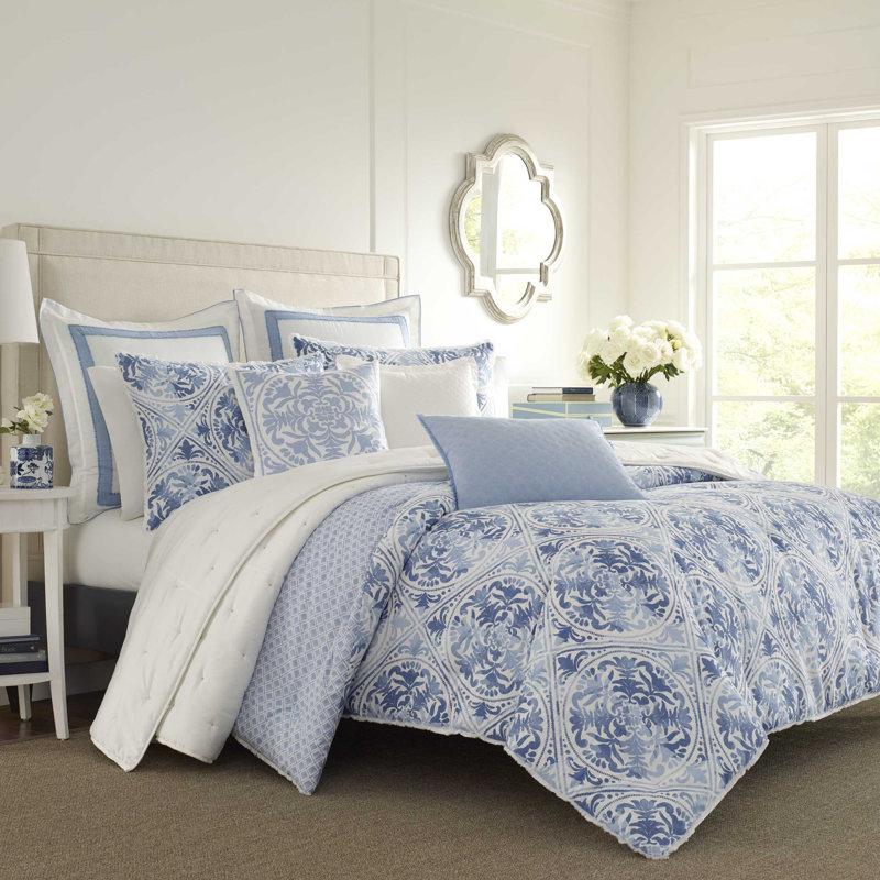 Ensemble d'édredon en coton Laura Ashley Mila, Édredon double/grand et 2 taies décoratives