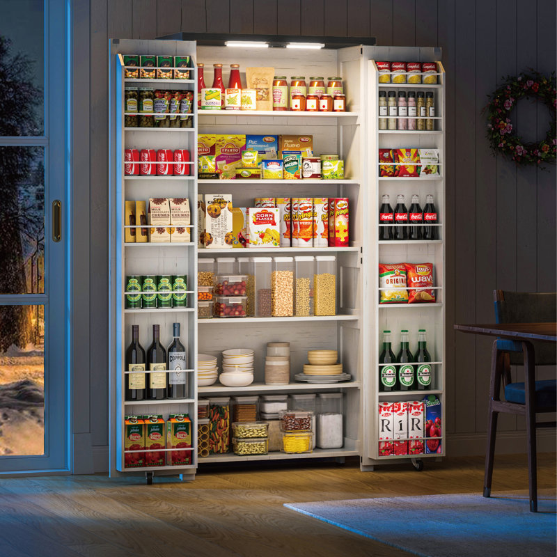 72" Kitchen Pantry Storage Cabinet, White