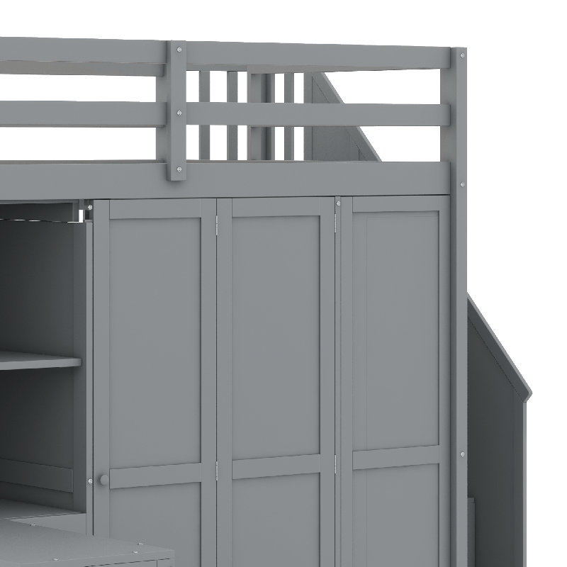 Lit mezzanine avec garde-robe, Gris