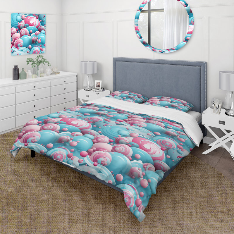 Ensemble de housse de couette Popart Candy Crush Chaos I, Housse de couette pour grand lit et 2 taies décor