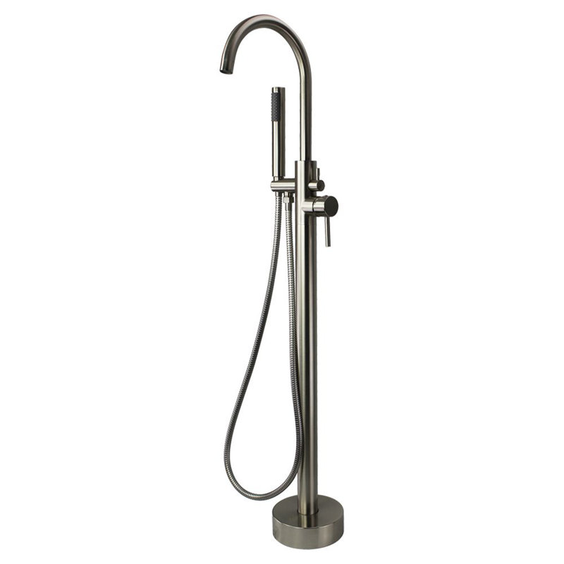 Peyton 1 Handle Floor Tub Filler with Diverter, Brushed Nickel