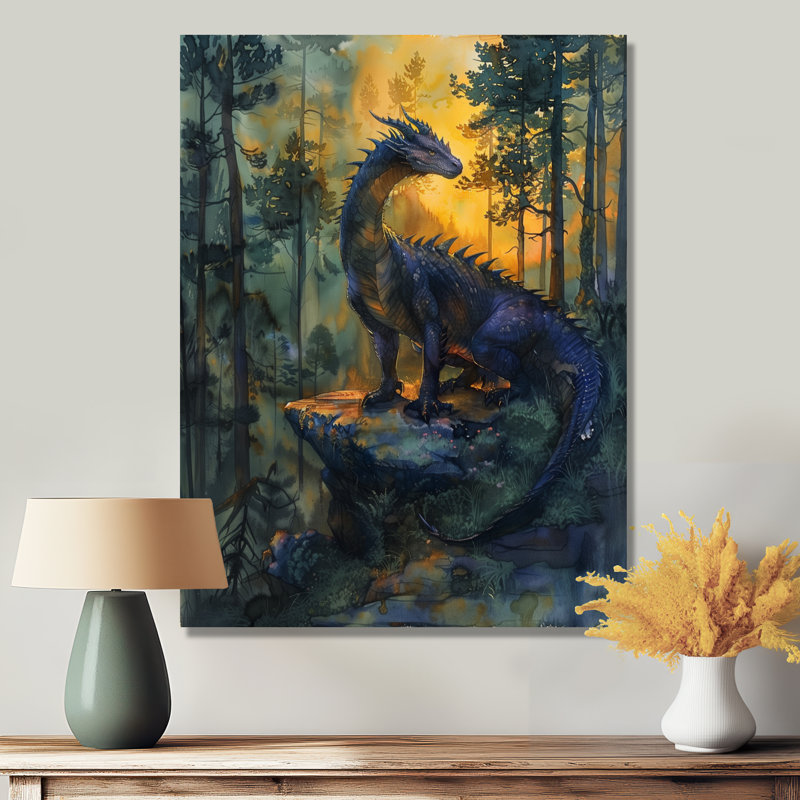  «Darkness and Mystic Forest Dragon - Dragons», décoration murale, H 32 po x l 24 po x P 1 po, Toile tendue