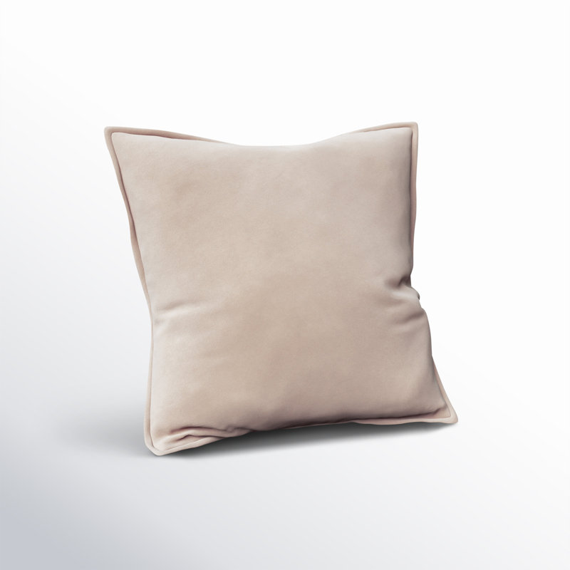 Coussin décoratif en velours de coton Edgar Square, Taupe, Polyester/ bourre en polyester, H 18 po x l 18 po