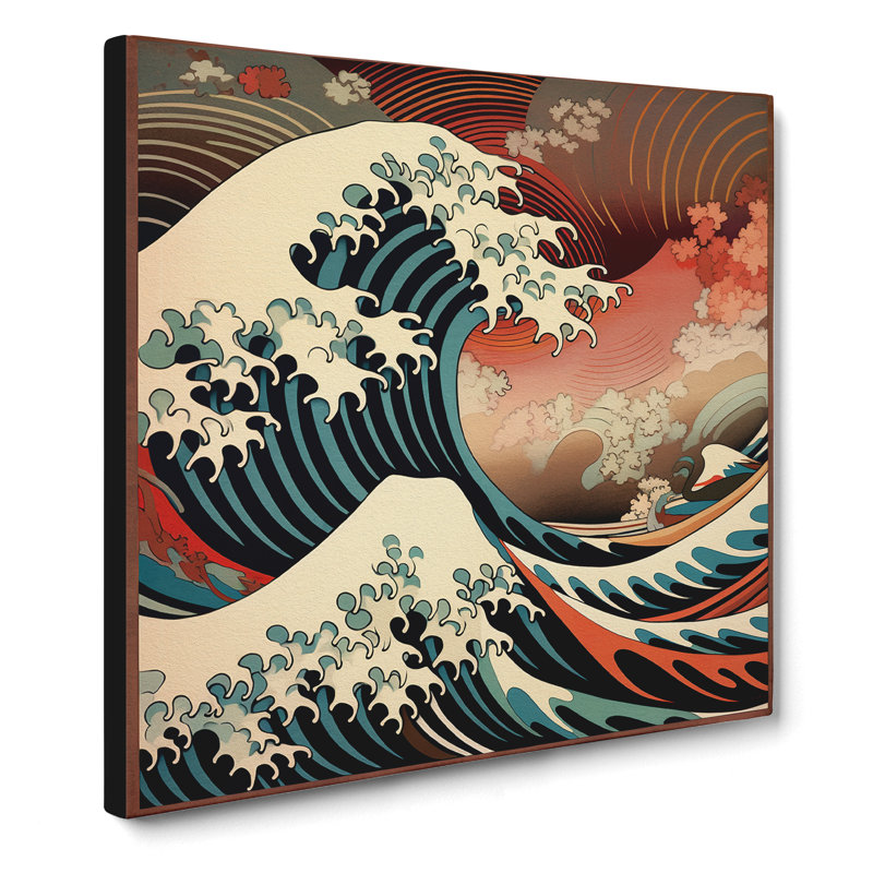 Japanese Wave Mid-Century No.1 - Wrapped Canvas, 35cm H x 35cm W x 3cm D