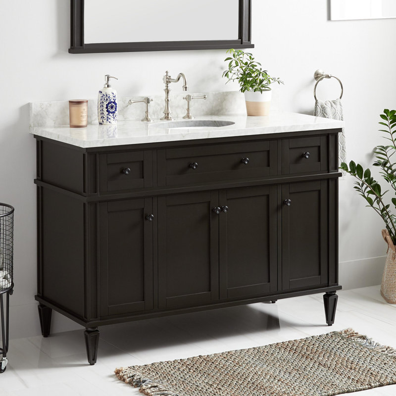 48" Elmdale Vanity for Undermount Sink, Black, Carrara Marble