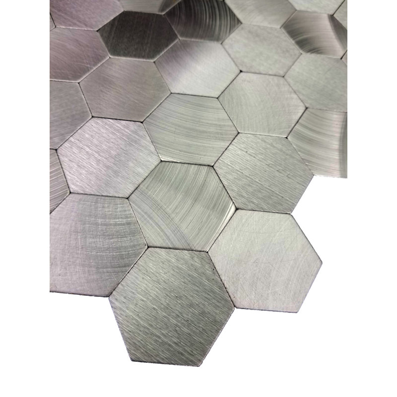Carreau de mosaïque auto-adhésif en métal 12 po x 12 po Enchanted Metals, Argent