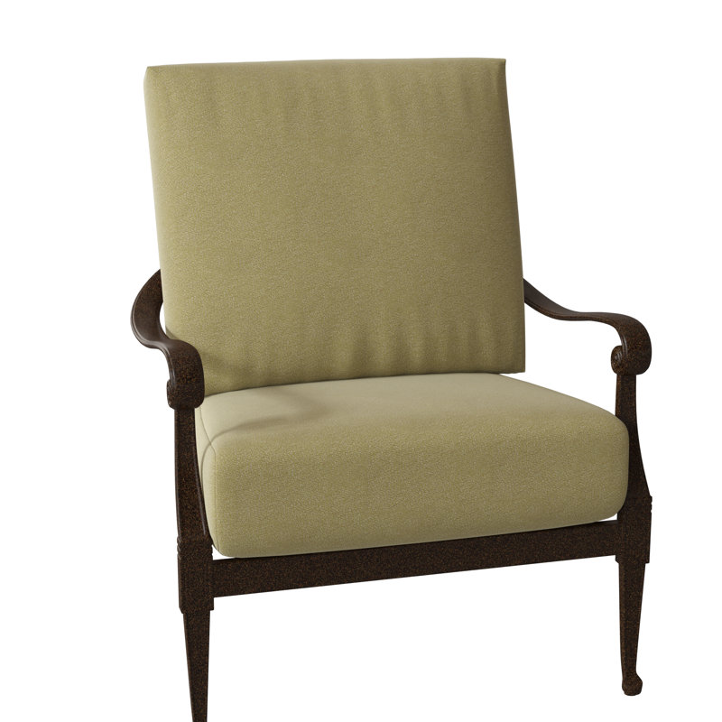 Wiltshire Aluminum Outdoor Lounge Chair, Spectrum Denim Sunbrella® Plainweave, Chestnut Brown