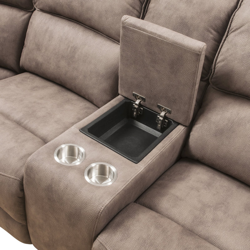 Canapé modulaire inclinable électrique avec port USB Olwen Mocha Nubuck
