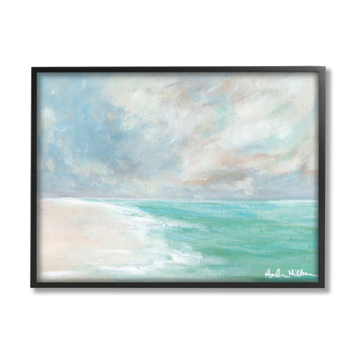 «Peaceful Beach Foam Shore Scenery» par Amanda Hillburn - peinture à cadre flottant sur bois