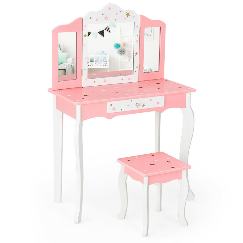 McMillan Kids Vanity Set with Mirror, Pink