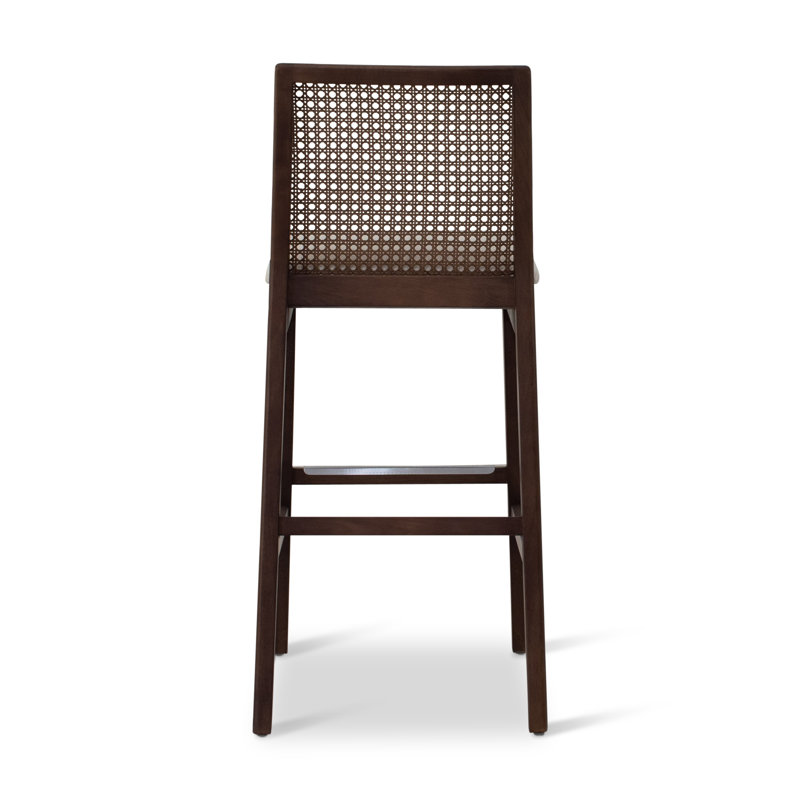 Modern Brazilian Nardia Cane Bar Stool, Bar Stool (29.5" Seat Height), Medley Ivory/Brown/Natural