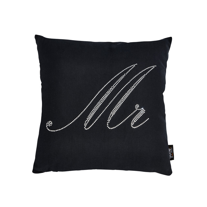 Stone Schwarz/Silberfarben Square Throw Cushion, Black/Silver