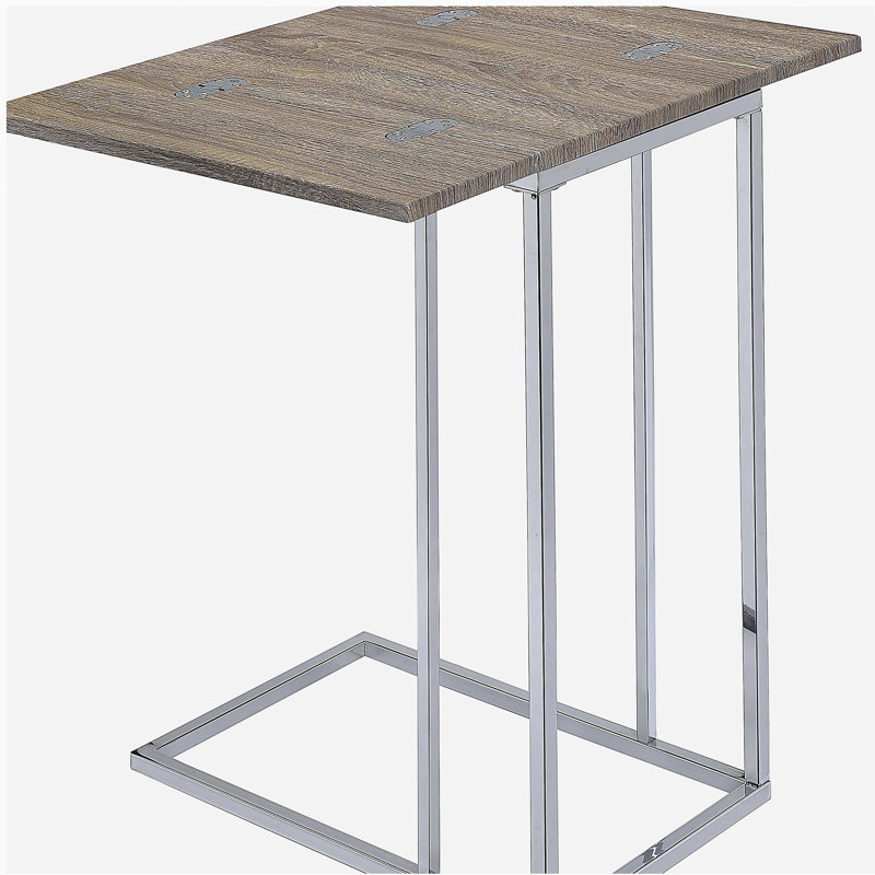 Weathered Oak and Chrome Side Table