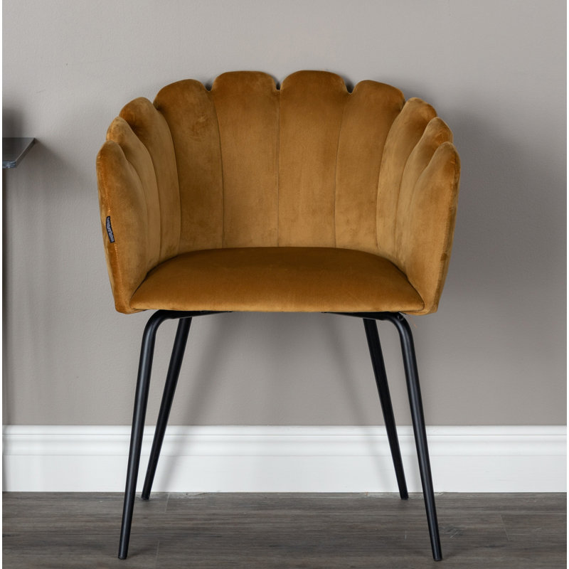 48cm H Tufted Velvet Upholstered Side Chair, Yellow