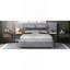 Grand lit plateforme tapissier, deux prises et ports de charge USB des deux côtés, deux coussins de chevet, tablettes de rangement, velours, gris-1719863792