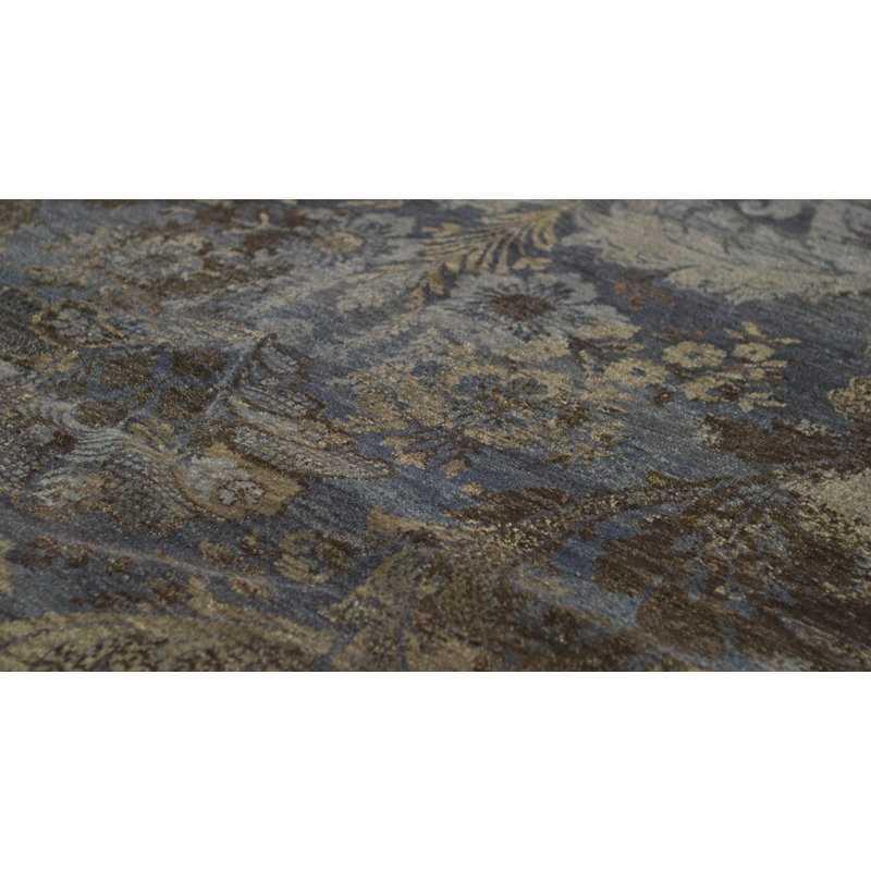 Hand-Knotted High-Quality Blue and Brown Area Rug