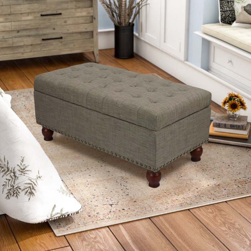 Bally 40" W Tufted Upholstered Storage Ottoman, Brown
