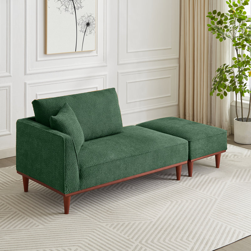 Chaise longue et tabouret rembourrés Finken, Vert