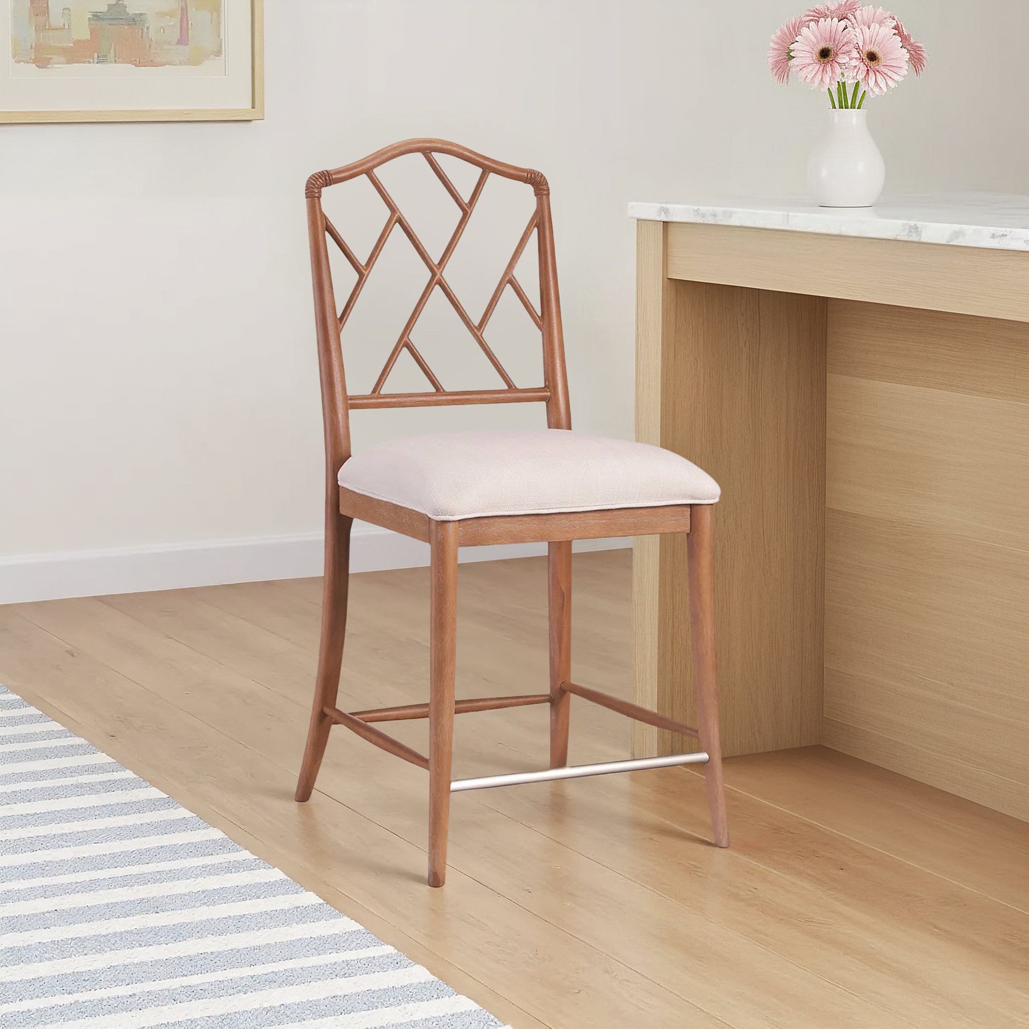 Solid Wood Stool, Brown, Counter Stool (30” Seat Height)