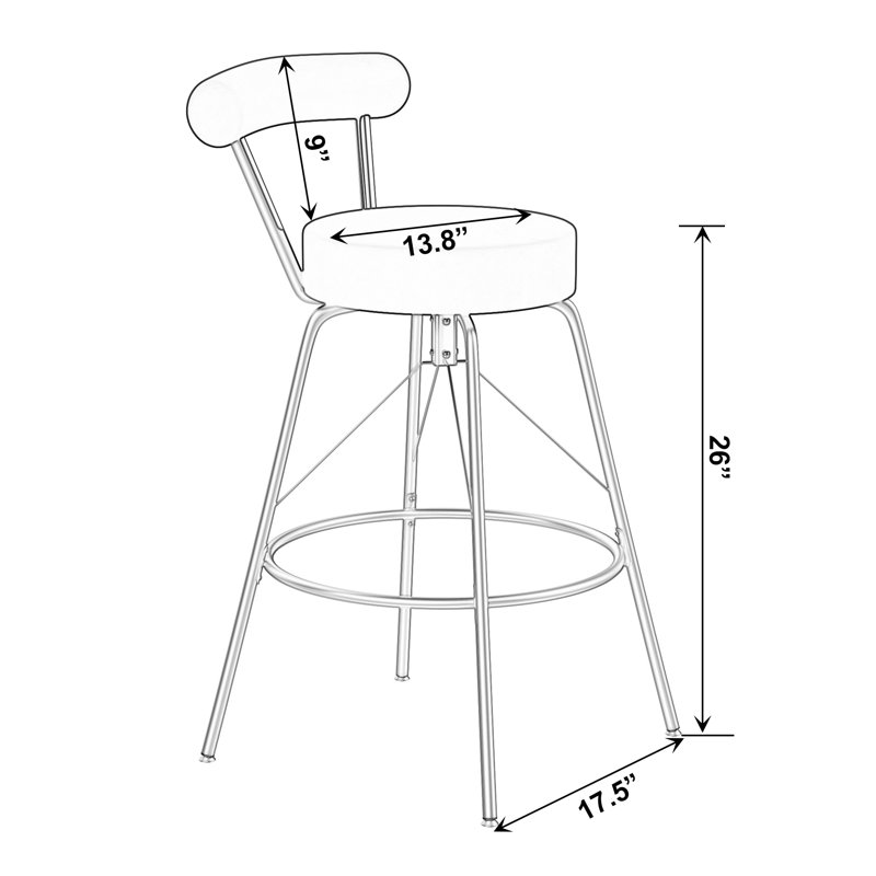 Tabouret pivotant Groton, Noir, noir, noir, noir, Tabouret de bar (siège d'une hauteur de 30 po)