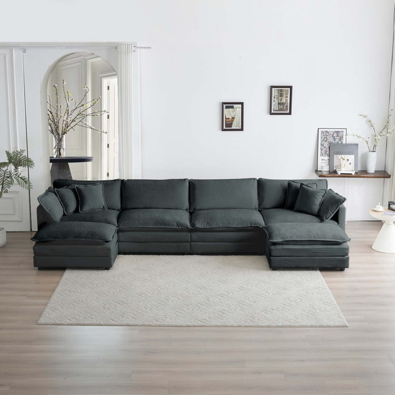 Canapé Comfort U, Chenille - gris