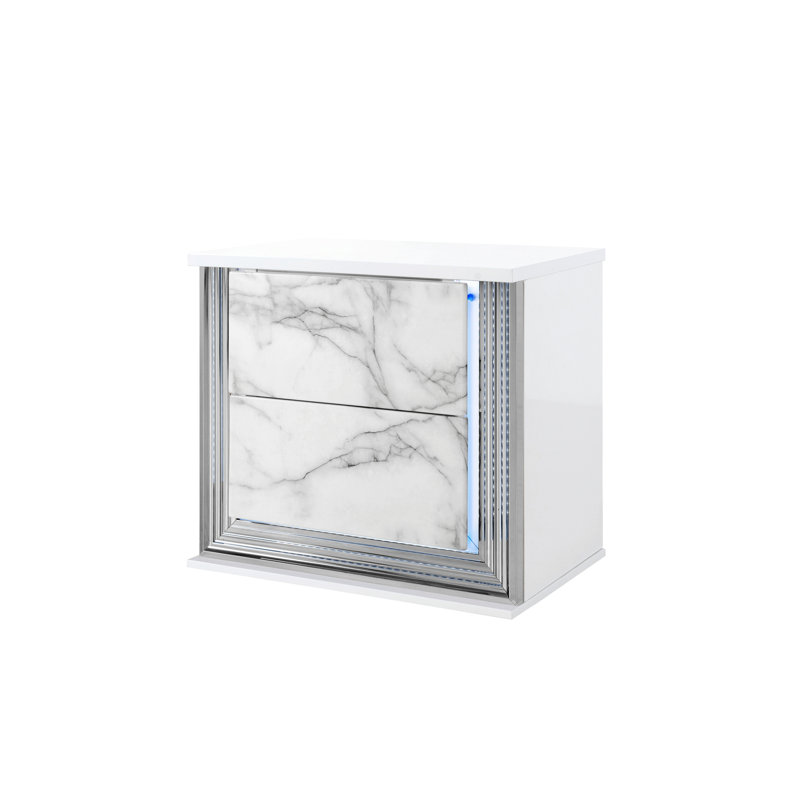 MOON WHITE MARBLE LED Nightstand