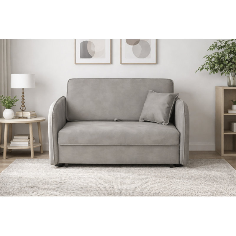 2 Seater Fabric Sofa Bed, Silver