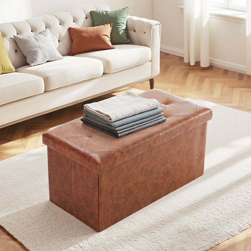 Banc de rangement pliable, Brun, Brun