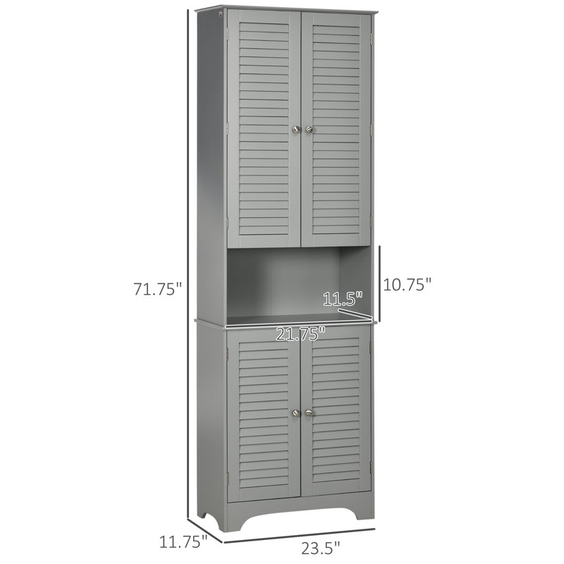 Grand rangement de salle de bain gris compact, fabrication en MDF, style moderne pour une utilisation polyvalente