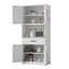 Armoire de rangement robuste en acier blanc de style moderne avec grand comptoir, 71 pouces de hauteur, tablettes réglables, tiroirs et crochets | Idée de cadeau