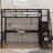 Full Size Metal Loft Bed With Desk, Storage Staircase And Small Wardrobe-106969732