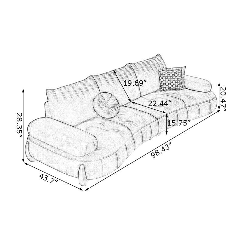 Coussin de canapé modulaire noir 100% polyester, H 28,35 po x l 98,43 po x P 43,7 po, 3, Noir