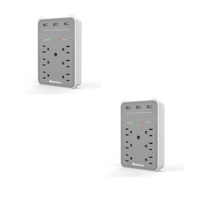 Prolongateur de prise de courant mural avec prises AC et ports USB Huntkey (paquet de 3)