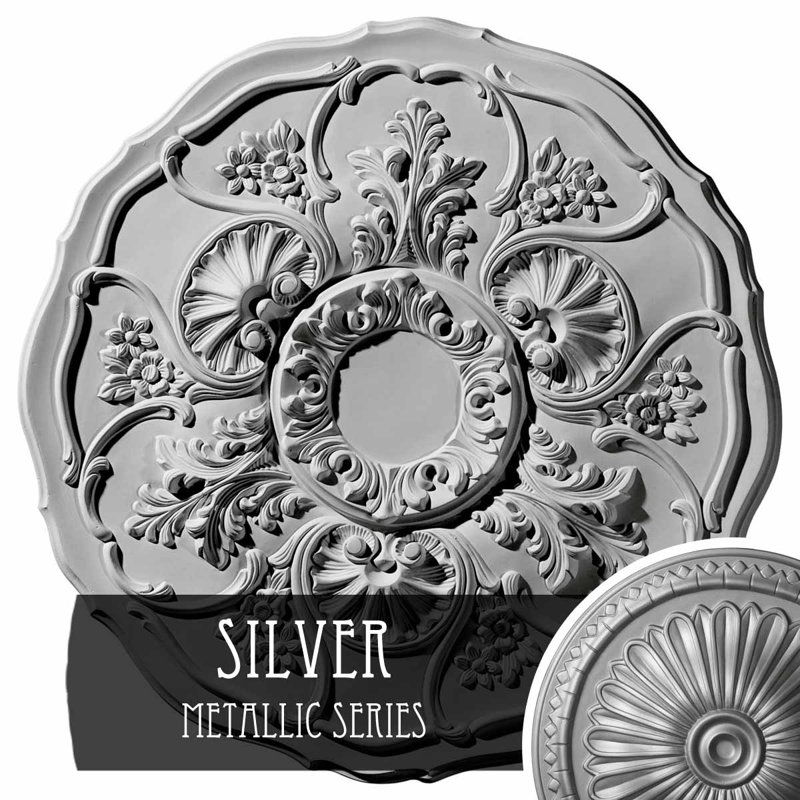 Médaillon de plafond 22 1/2 po x P 1 1/2 po Cornelia (convient aux auvents jusqu'à 4 po), Argent