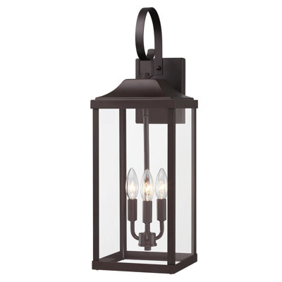 24 in. 3-Light Outdoor Wall Lantern with Clear Glass