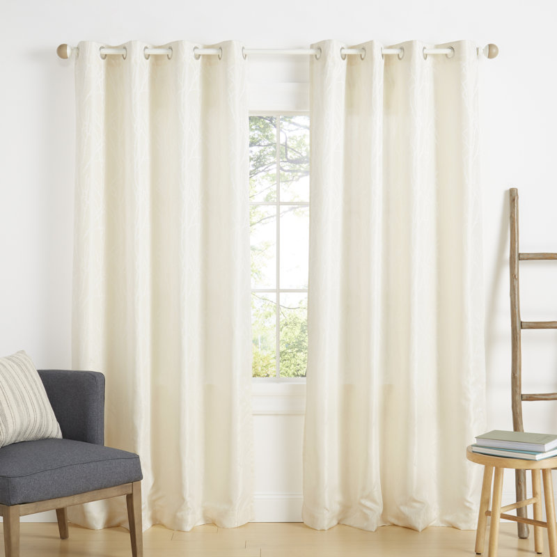 Angee Semi Sheer Curtain Pair, 54" W x 96" L, Ivory