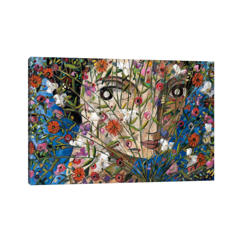 Woman And Flowers by Didier Lourenco - Wrapped Canvas Painting, 20.32 cm H x 30.48 cm W