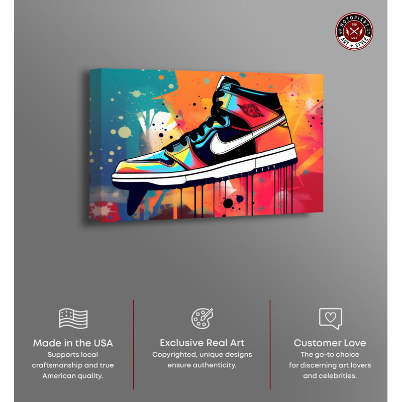 Colorful Splashes Sneaker Art Canvas Print, 30" x 20"