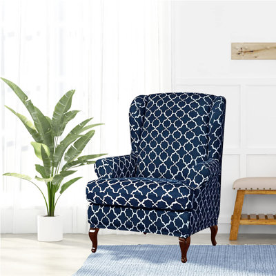 Wingback Chair Slipcover 2 Piece Wingback Chair Cover Spandex Wing Chair Slipcovers Wingback Armchair Covers With Elastic Bottom For Living Room Wingback Chair
