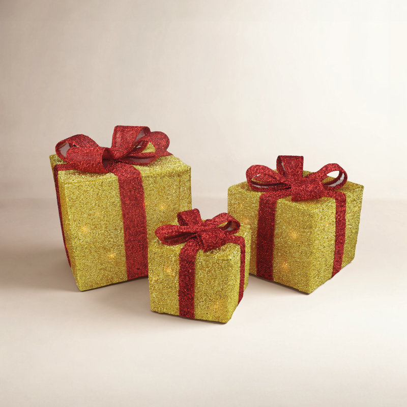 Boîtes-cadeaux de Noël or et rouge