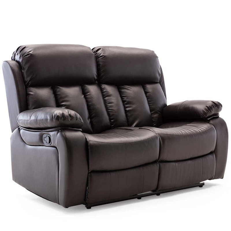 Deneka 2 Seater Linen Reclining Sofa, Brown