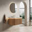 Meuble-lavabo flottant 30 po en pierre frittée intégrée en travertin, lumière DEL à capteur, armoire en bois naturel rayé 3D, tiroir à fermeture en douceur-2137434304