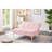 Convertible Single Sofa Bed Futon With Gold Metal Legs Teddy Fabric (Pink)