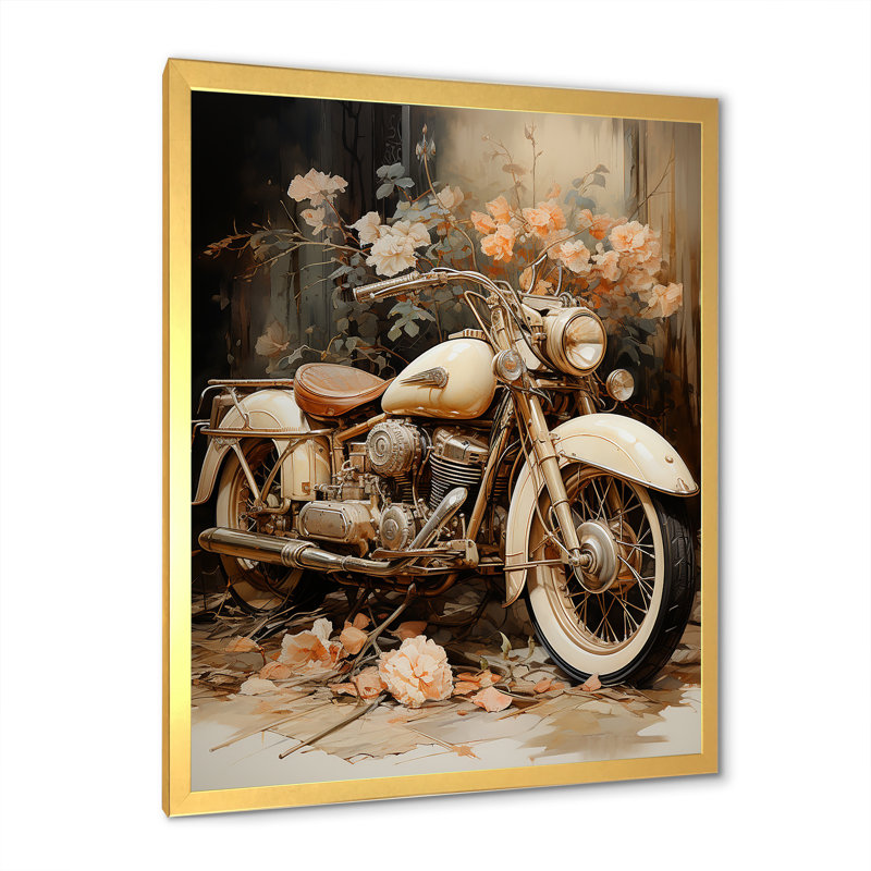 Mélodie rétro de motocyclettes, Cadre photo doré simple, H 44 po x l 34 po x P 1,5 po