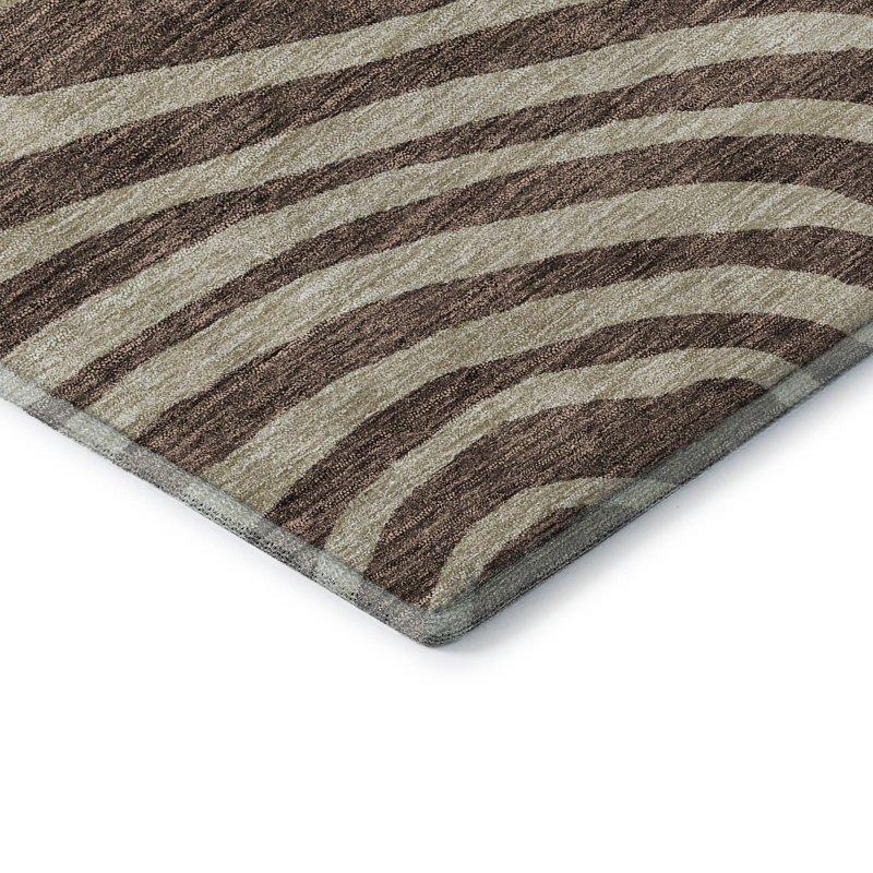 Tapis de qualité supérieure lavable à la machine Prisco Fudge, Rond 8 pi