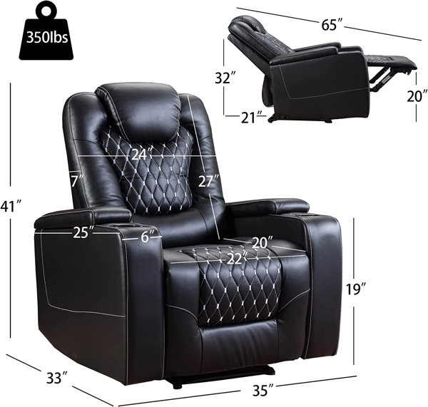 Dropship Set Of Two Wood-Framed PU Leather Recliner Chair Adjustable Home  Theater Seating With Thick Seat Cushion And Backrest Modern Living Room  Recliners; Black to Sell Online at a Lower Price