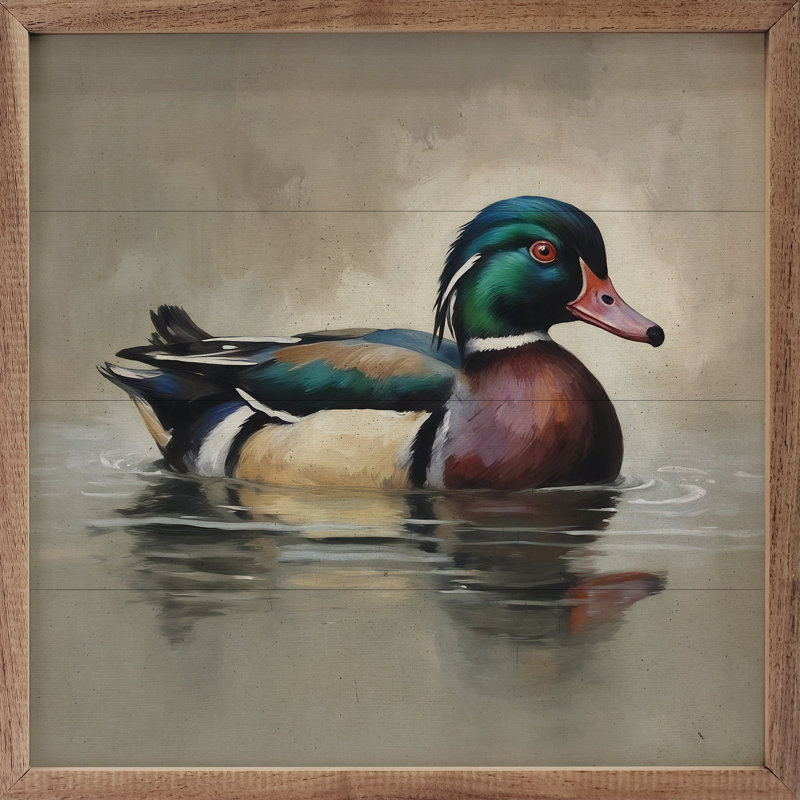 Portrait de canard en bois, H 4 po x l 4 po