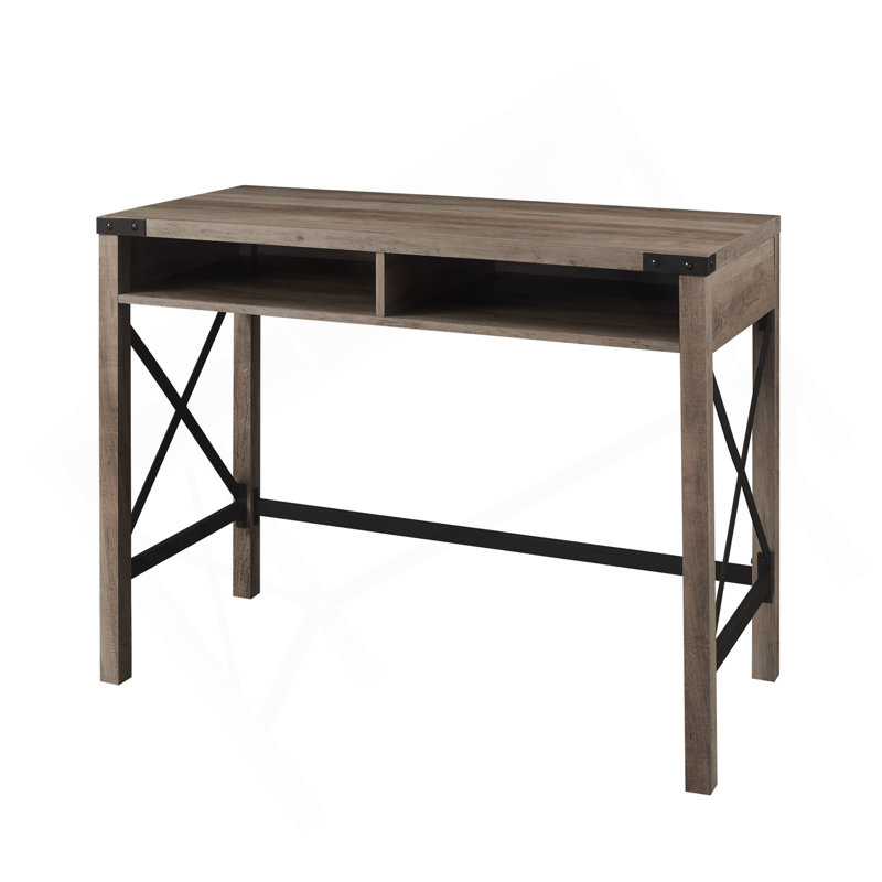 Bureau moderne en métal X avec casiers ouverts - gris délavé